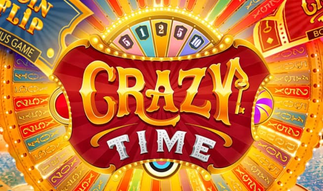 Crazy Time online game logo by Evolution on qbet-casino.com